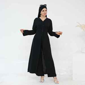 Abaya Moderna Informal de Manga Larga con Cuello Barco y Largo hasta el Suelo para Mujeres Musulmanas, Elegante, Estilo Dubái, Islámica, Transpirable y de Secado Rápido - Product Image 1