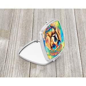 Golden Retriever Hippie Dawg <b>Compact</b> Folding Handheld Makeup <b>Mirror</b> Decorative Travel <b>Mirror</b> for Women Girls Pocket Size Gift - Product Image 2