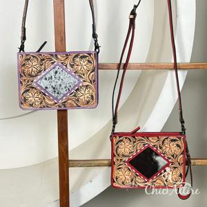 Bolso bandolera pequeño de cuero genuino con diseño artesanal, venta al por mayor directa de fábrica, para mujer, de piel de vaca natural, mini bolso cuadrado de mano. - Product Image 1