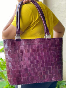 Sac fourre-tout en cuir véritable fait à la main véritable sac à provisions à bandoulière en cuir pour femme - Product Image 3