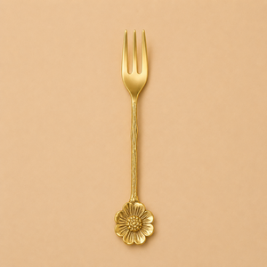 Artistic Stainless Steel Cake Fork Coral Branch Gold Finish Premium Entertaining Tableware - Product Image 3