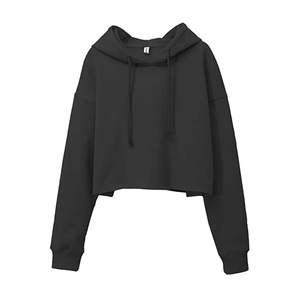Sudadera Corta con Capucha Rosa para Mujer, Hombros Caídos, Manga Larga, Informal, para Otoño, 100% Algodón Tejido, Color Sólido - Product Image 2