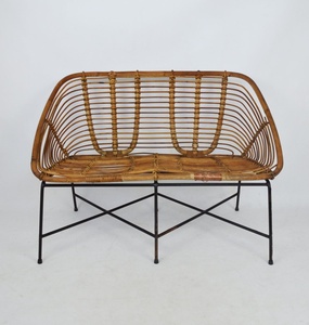 Wholesale Bamboo Rattan Lounge Chair Handwoven Seat with Metal Frame for Hotel Resort Living Room Furniture OEM ODM - Product Image 1