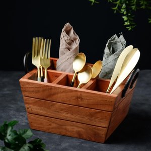Porte-couverts multifonctionnel en bois écologique moderne, imperméable, pour comptoir de cuisine - Product Image 4