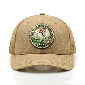 Gorras Trucker de Golf de Marca Privada, 6 Paneles, Bordado 3D, Malla Premium, OEM ODM, Logotipo Personalizado, MOQ Bajo, Color Dorado - Product Image 1
