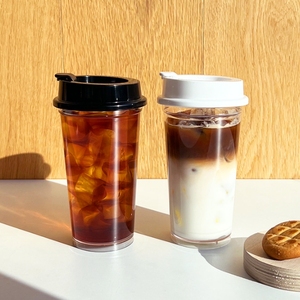 Custom Logo Flip Clear Tumbler 530ml 18oz BPA Free Plastic Ecozen Single Transparent <b>Reusable</b> <b>Cup</b> - Product Image 5
