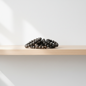 Bracelet de perles en bois d'agar noir naturel, authentique, perles rondes en bois d'oud, pour hommes et femmes, bijoux de méditation et de prière - Product Image 1