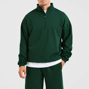 Sudaderas de Forro Polar con Cremallera de Cuarto para Hombre, Personalizables con Logotipo, Venta al por Mayor, Ajuste Oversize, Color Liso, Casual, Manga Larga, Cuello Alto, Tejido de Punto - Product Image 1