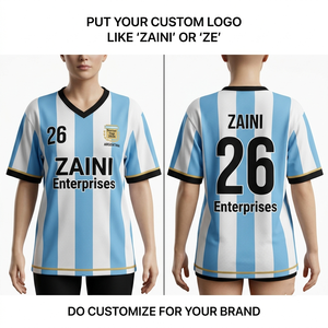 เสื้อฟุตบอลยูนิเซ็กซ์ 220 GSM โพลีเอสเตอร์ ระบายอากาศได้ดี คอจีน สายปรับได้ แขนสั้น สีน้ำเงินขาว  รับสกรีนโลโก้ - Product Image 1