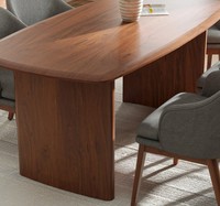 Ensemble de salle à manger en bois massif de style farmhouse moderne du milieu du siècle, 7 pièces, chaises rembourrées confortables à dossier plein, écologiques