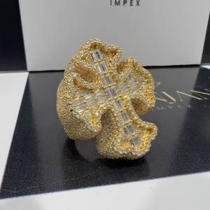 Anillos de Moissanita VVS Chapados en Oro, Certificados por IGI, Corte Brillante, Estilo Hip Hop, Anillo Cruzado de Compromiso para Fiesta, Plata 925 - Product Image 1