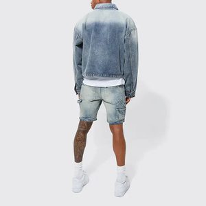 High quality fashion casual light blue <b>jeans</b> jacket men clothing plain dyed denim jacket for men made in pakistan - Product Image 2