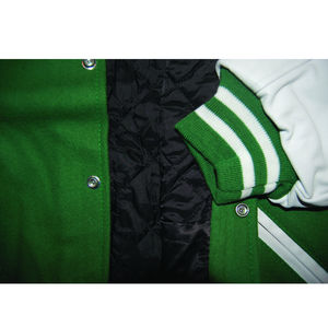 Blouson de baseball OEM grande taille pour femme, en patchwork, en tissu de laine fine, style universitaire, en cuir PU vierge, personnalisable - Product Image 5