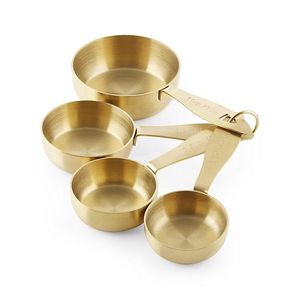 Golden Aluminum <b>Measuring</b> <b>Cups</b> <b>Set</b> 1/4 1/3 1/2 1 <b>Cup</b> Minimalist Design Easy Clean Hand Wash Only - Product Image 5