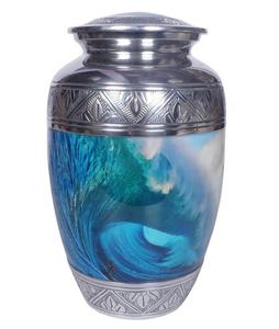 Urne de crémation en métal de haute qualité Fourniture funéraire de style américain classique avec émail coloré pour les cendres humaines - Product Image 1