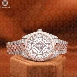 Montre de luxe Charm Jewells en acier inoxydable avec accent diamant, mouvement mécanique analogique, boîtier 40 mm, cadran en verre, date automatique, étanche - Product Image 1