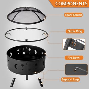 Braciere Moderno in Metallo Nero da 30 Pollici, Tavolo da Cucina per Esterni in Stile Urbano, Costruzione Durevole in Cemento - Product Image 5