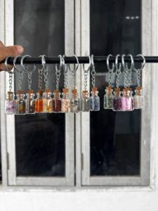Handmade Gemstone <b>Bottle</b> Keychains With <b>Cork</b> Stopper Natural Crystal Chips Portable Jar Charms For Home Feng Shui Decoration - Product Image 4