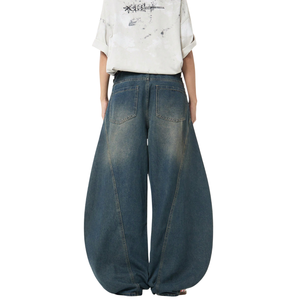 Womens <b>Wide</b> <b>Leg</b> Denim <b>Jeans</b> 100% Cotton Autumn Vintage Stonewashed Loose Fit Casual Streetwear High Waist Baggy Pants Relaxed - Product Image 2