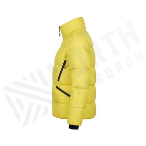 Veste matelassée jaune pour femme, coupe-vent d'hiver, col montant, manches longues, rembourrage en polyester, longueur normale, fermeture éclair - Product Image 3