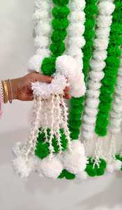 พวงมาลัยห้อยประดับดอกดาวเรืองสีเขียวลากันเทียมสำหรับตกแต่งงานแต่งงานสายดอกฮาลด์เมดและของตกแต่งเทศกาล - Product Image 4