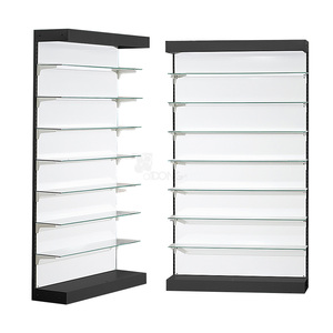 US-Standard High-Capacity <b>Wall</b> <b>Display</b> Unit | Metal Panel & Glass Shelves | ADONG Factory - Product Image 1