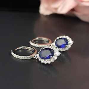 Pendientes de Zafiro en Plata de Ley, Piedra de Nacimiento de Septiembre, Estilo Vintage, Regalo de Navidad o Boda para Mujer - Product Image 6