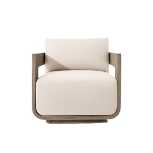 Fauteuil de salon d'extérieur en teck rembourré, fauteuil d'appoint moderne pour patio, siège de jardin - Product Image 4