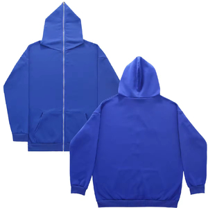 Custom Solid Color Zipper-Up Hoodie Sweatshirt - Product Image 4