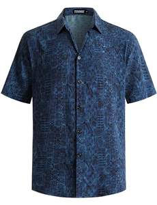 Camisa de hombre con estampado de palmeras, manga corta, tropical, informal, con botones, para la playa, verano, vibrante, colorida, camiseta de verano para hombre, para la playa - Product Image 3