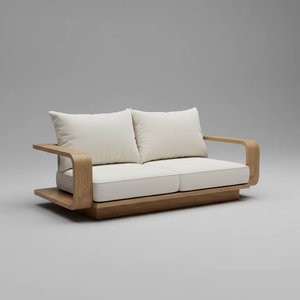 Elegant Cassandra Outdoor Sofa <b>Set</b> Durable Teak Wood Frame Minimalist Design Sophisticated Patio Seating Commercial Villa - Product Image 3