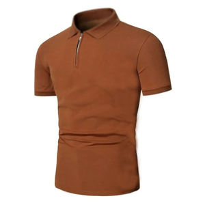Custom Knit Solid Color Soft Basic Style Polo Button Knitting 100%Cotton T-Shirt Short Sleeve Men'S Sweater - Product Image 5