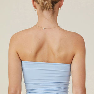 Women's <b>Strapless</b> Tube <b>Top</b> Solid Color Breathable Stretch Yoga Fitness Crop <b>Top</b> - Product Image 2