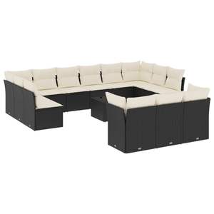 Black Garden <b>Sofa</b> <b>Set</b> With Cushions UV Resistant PE Rattan Outdoor Furniture Contemporary Design Waterproof Garden Use - Product Image 2