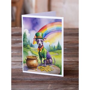 Whimsical St Patrick's Day Tarjetas de felicitación Pack American Hairless Terrier A7 Tamaño 5x7 Tarjetas de nota en blanco con sobres Paquete de 8 - Product Image 2