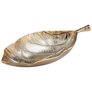 Plat de service classique en aluminium en forme de feuille pour une mise en scène de table traditionnelle, ajoutant un charme intemporel et une touche artistique de la métallurgie. - Product Image 1