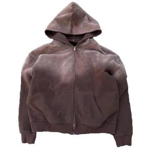 Sweat-shirt à capuche zippé surdimensionné pour homme, couleur unie, décontracté, pour l'automne, coupe classique, en coton - Product Image 3