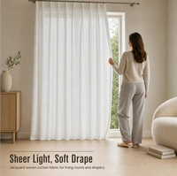 Tissu de rideau jacquard transparent 100% polyester extra large 280cm 320cm 340cm, tissu filtrant la lumière pour rideaux de fenêtre