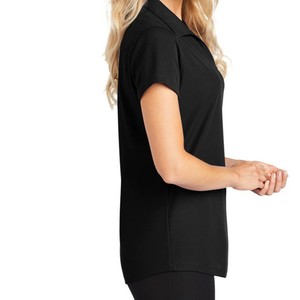 Polo de Manga Corta Negro para Mujer, Color Sólido, Informal, Tejido, 100% Poliéster, Transpirable, Corte Regular, Nuevo Diseño - Product Image 3