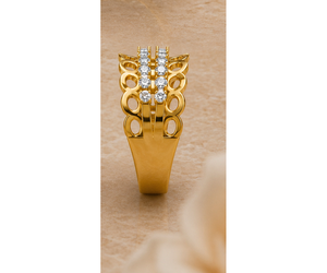 Anillo de banda cultivado en laboratorio |   Oro amarillo de 14 quilates |   Diseño de doble fila de círculos abiertos |   Aniversario de Boda |   Regalo para Fiestas |   Chapado en Rodio - Product Image 4
