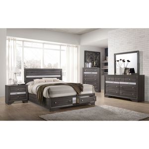 Letto matrimoniale tradizionale in legno con contenitore, colore grigio - Product Image 6