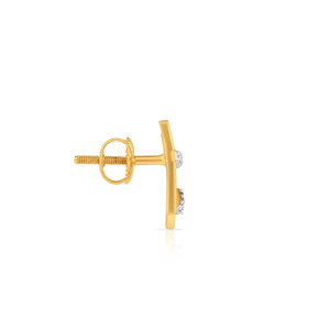 ต่างหูเพชรทรงกากบาทสีทอง - Product Image 3