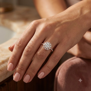 Bagues de fiançailles et de demande en mariage pour femme, en or massif 10K, serties pavé, avec halo de diamant de laboratoire, design de luxe tendance, cadeaux raffinés - Product Image 2