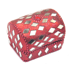 Caja de Recuerdos para Fiesta de Boda India, Caja de Joyería Cuadrada Hecha a Mano con Cuentas y Lentejuelas, Regalo Decorativo para Mujeres - Product Image 4
