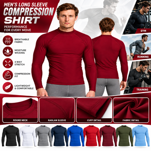 T-shirt de compression à manches longues orange pour homme, imprimé par sublimation, séchage rapide, protection anti-UV UPF50+, écologique - Product Image 6