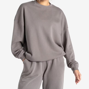 Ensemble de survêtement léger 2 pièces pour femme, personnalisé, en molleton 100% coton, brodé, style streetwear et sportswear, OEM - Product Image 3