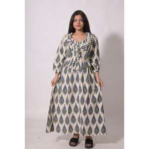 Vestido Largo Bohemio de Verano Hecho a Mano 100% Algodón Ecológico con Cintura Natural - Product Image 1