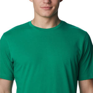 Camiseta de Manga Corta con Cuello Redondo para Hombre, Color Verde, 100% Algodón, Corte Regular, Estilo Informal, Color Sólido, Tejido de Punto Transpirable - Product Image 2