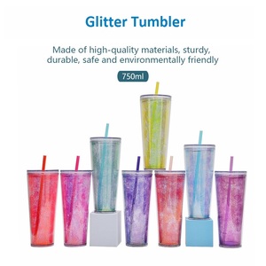 Gobelet à paillettes portable de 750 ml avec paille, sans BPA, réutilisable - Product Image 4