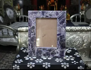 Elegante Marco de Fotos de Mármol Morado, Marco de Fotos de Piedra Natural de Lujo para Decoración del Hogar, Oficina y Regalos - Product Image 1
